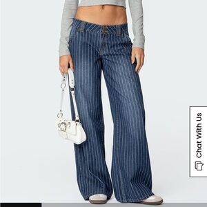Edikted Cory Striped Low Rise Jeans